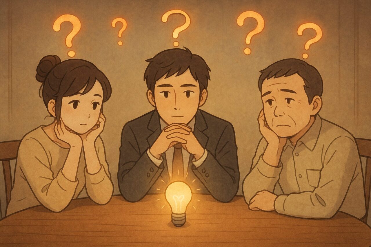 はてなが頭にうかぶ男性と女性の画像