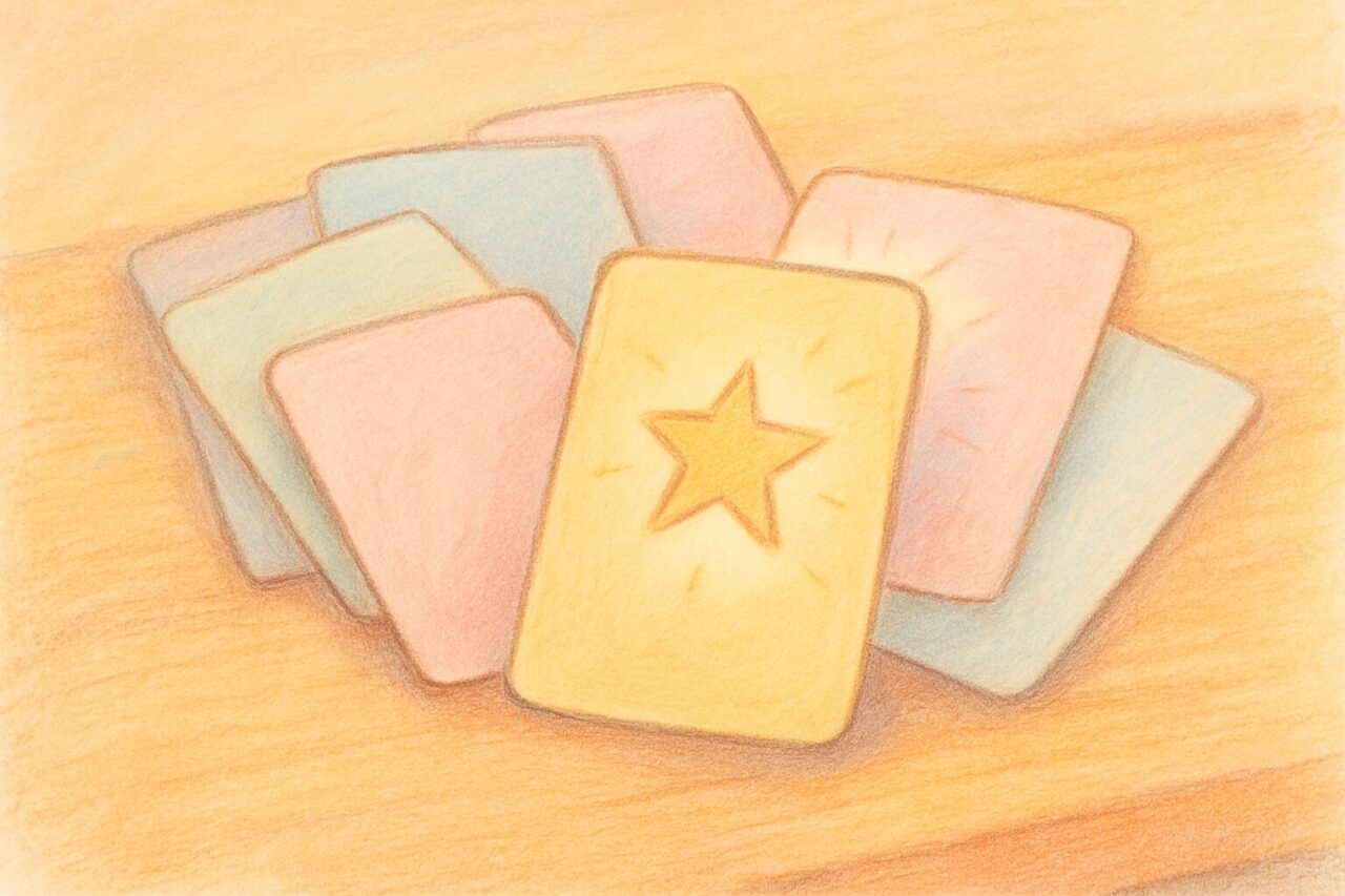 たくさんのカードに星が書かれたカードの画像