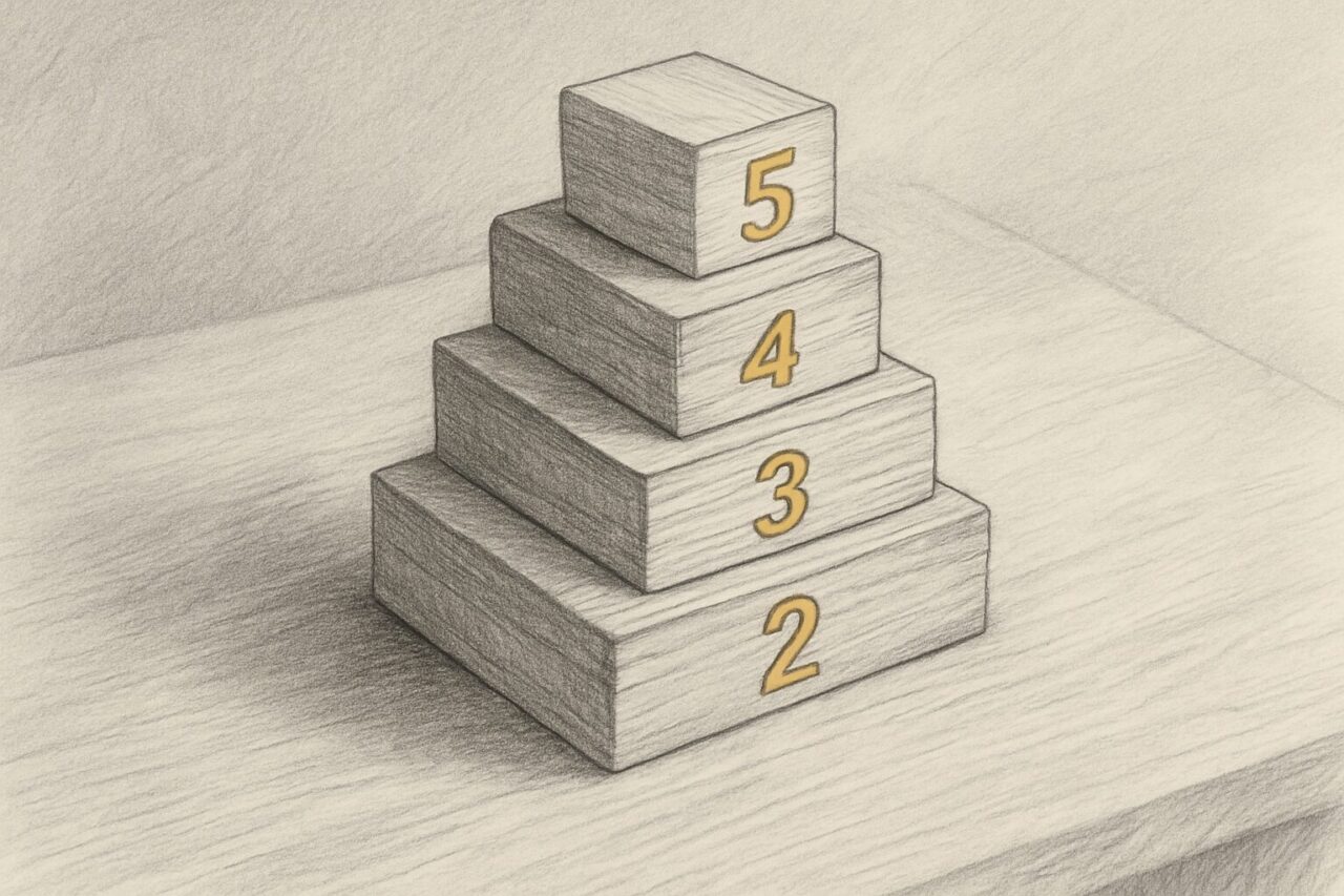 5段の積み木の画像