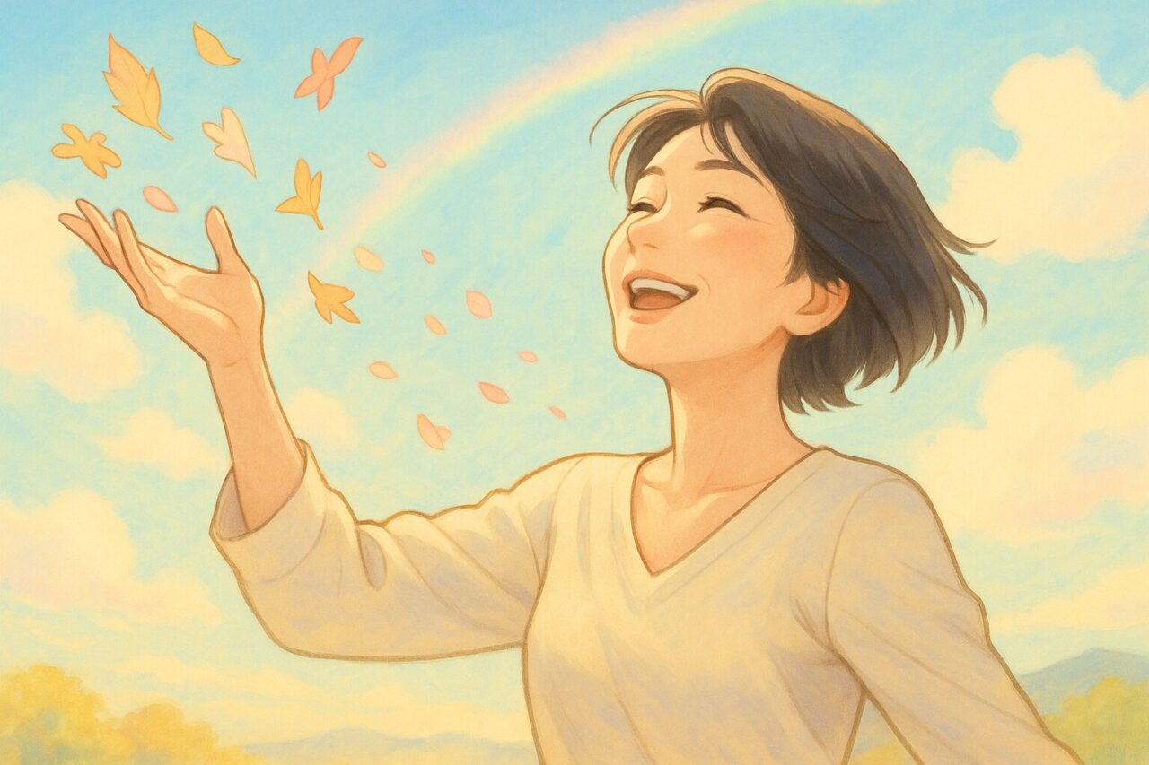 すがすがしい顔をした女性の画像