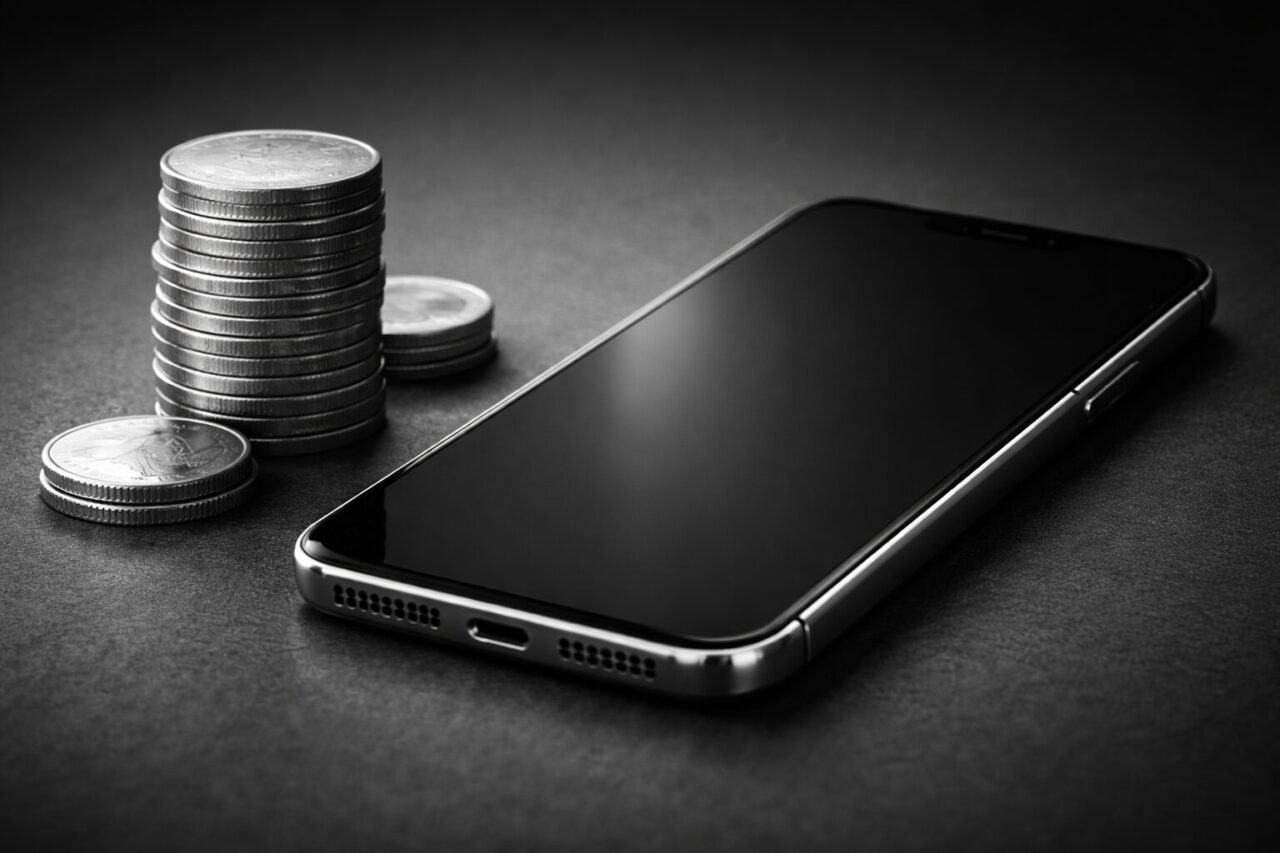 スマホとコインの画像
