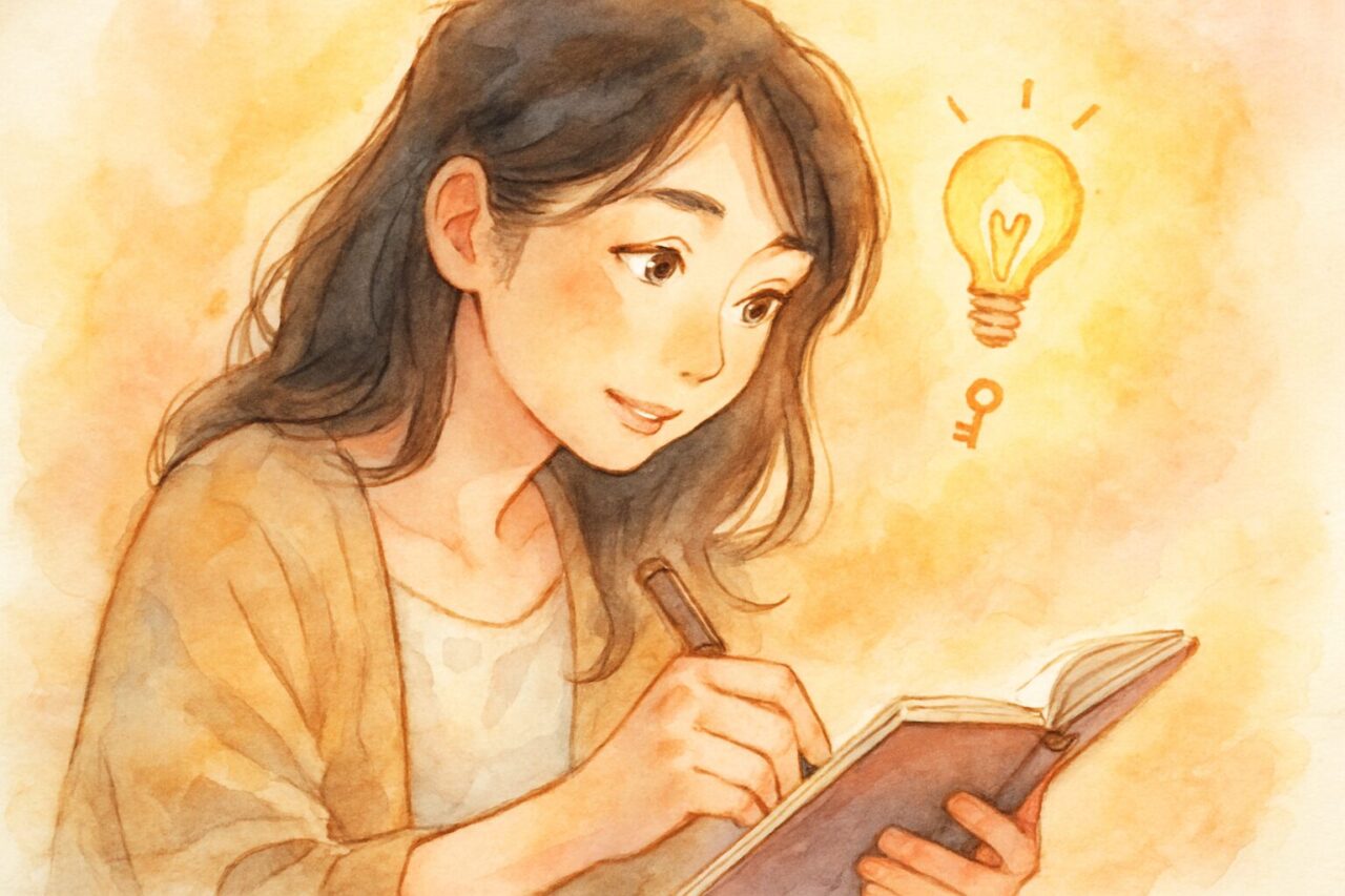 ひらめく女性の画像
