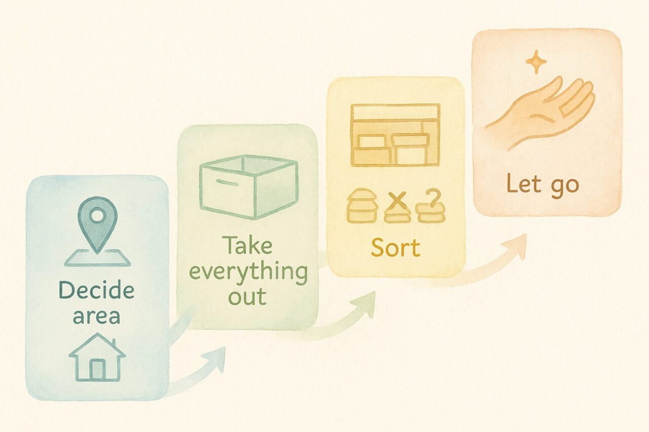 ステップアップして断捨離を進めているイメージ画像