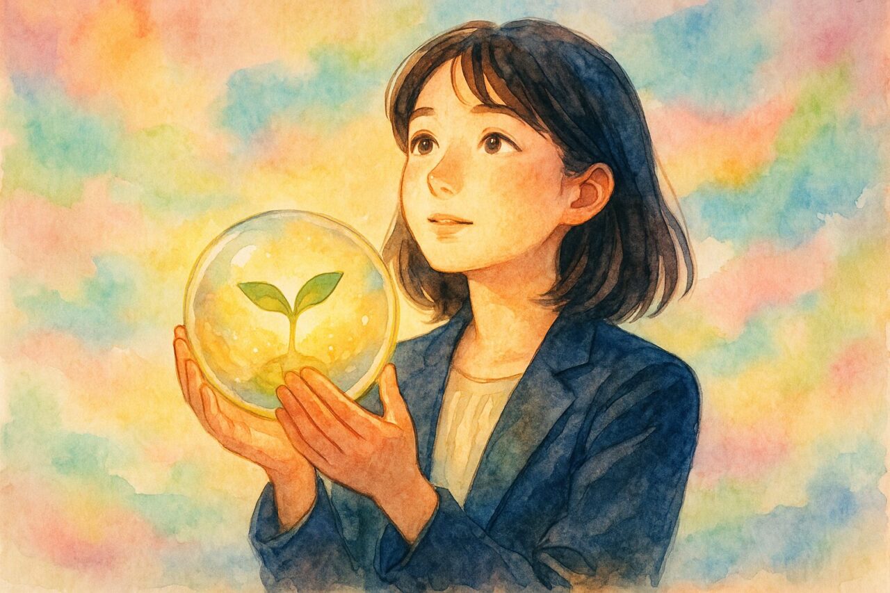 若い芽を持った女性の画像