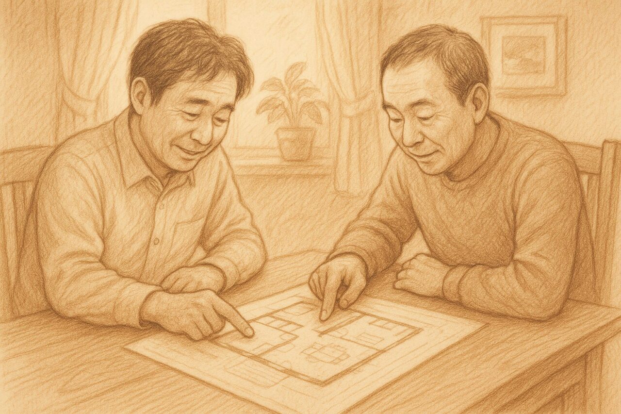 兄弟が話合う画像