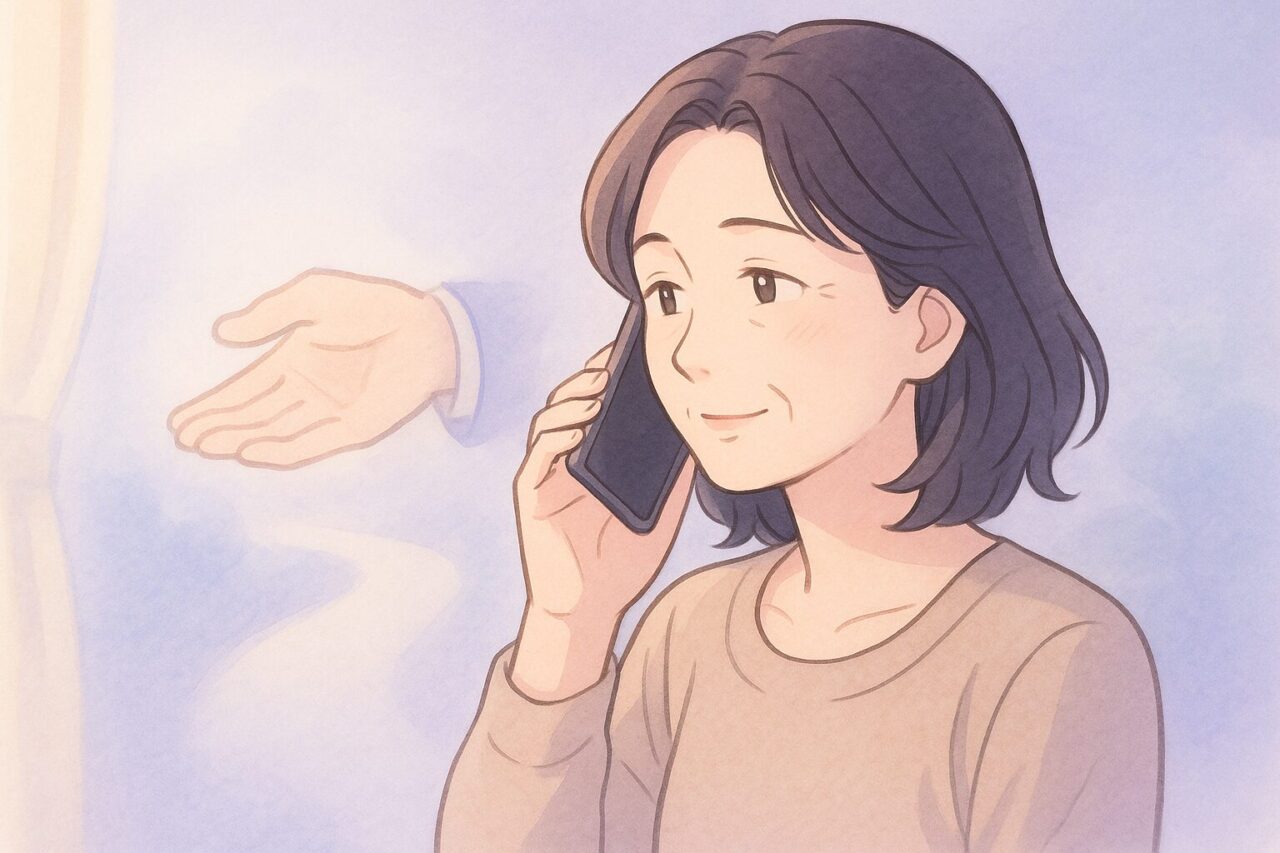 電話をする女性の画像
