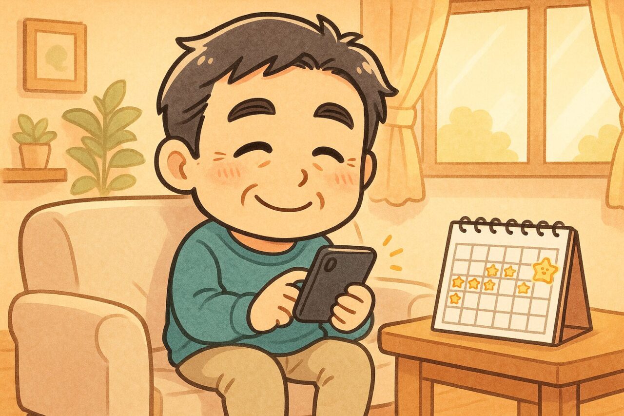 スマホを操作する男性の画像