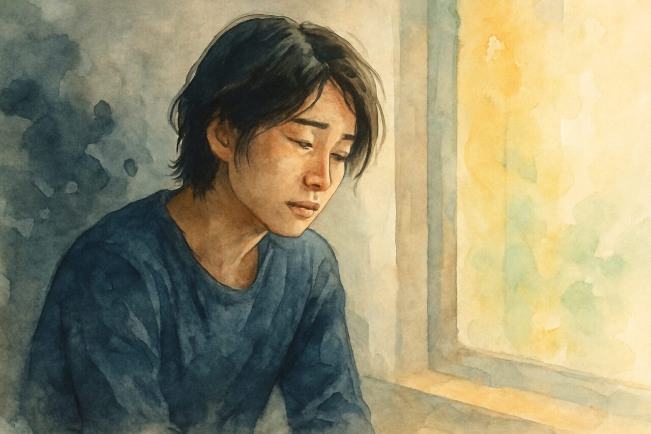 思い悩む男性の画像