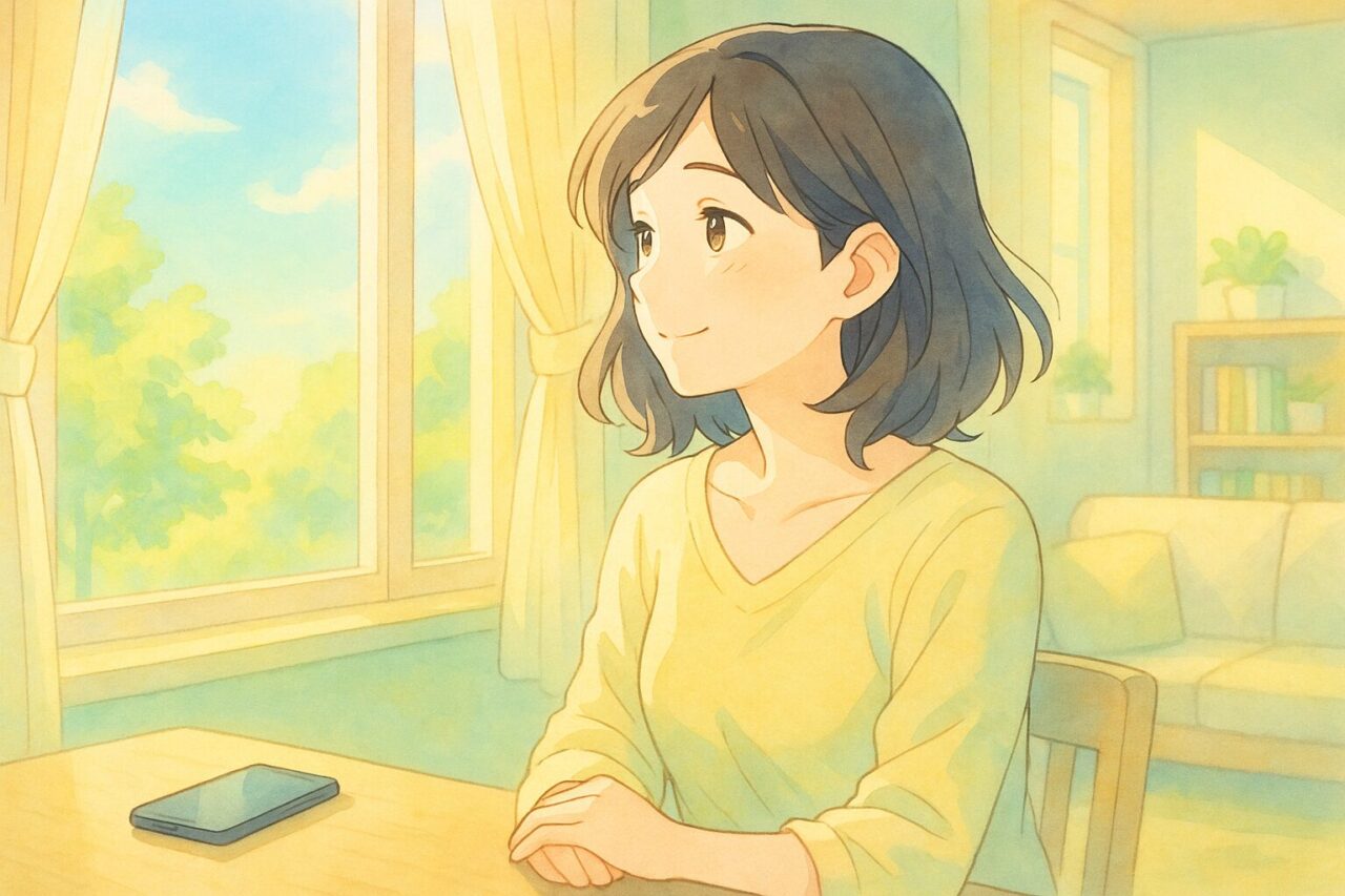 女性が前向きに空を眺める画像