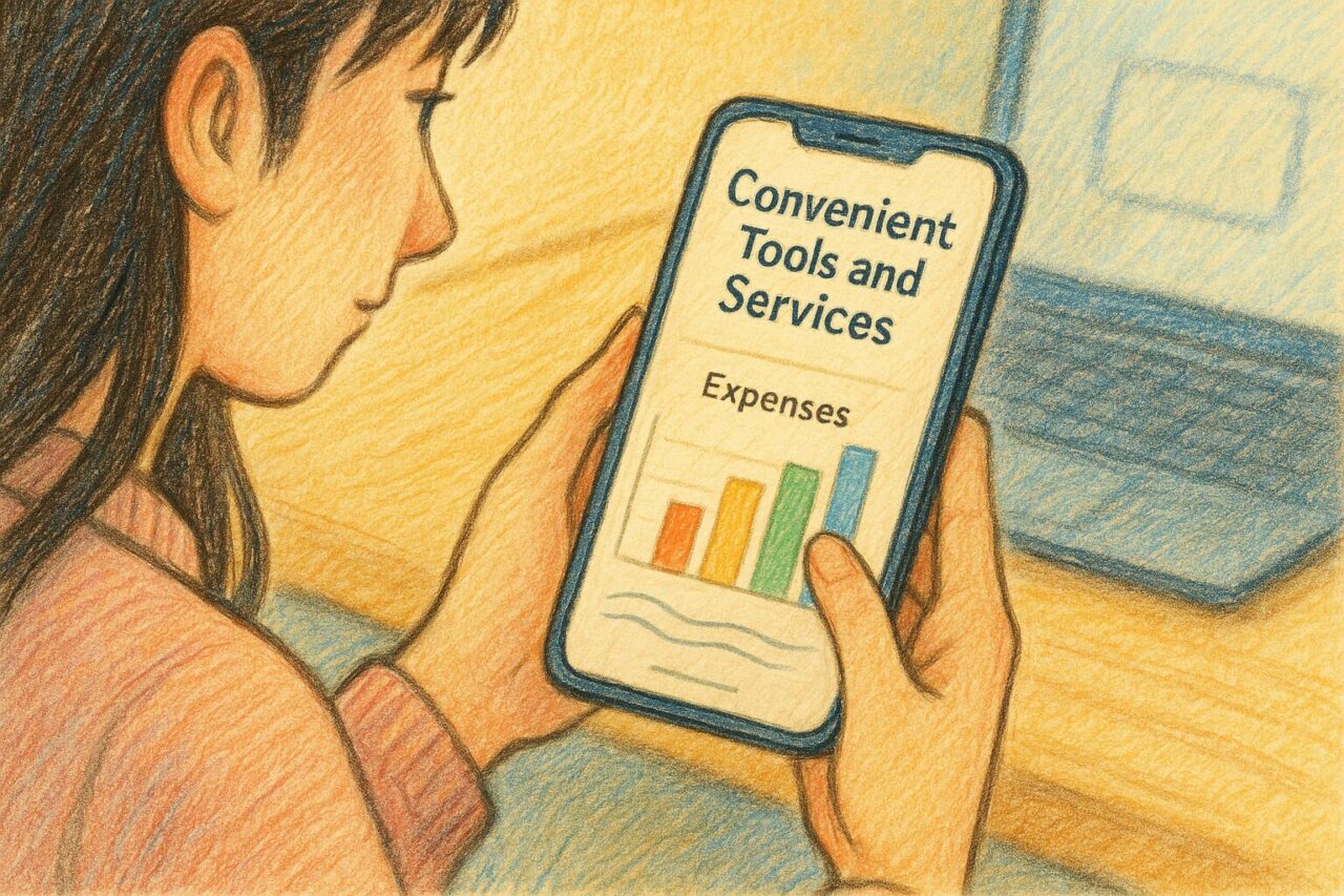 スマホをみる女性の画像