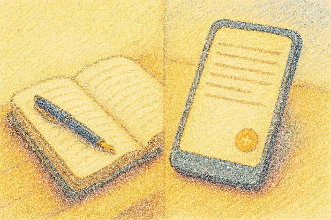 ノートとスマホの画像