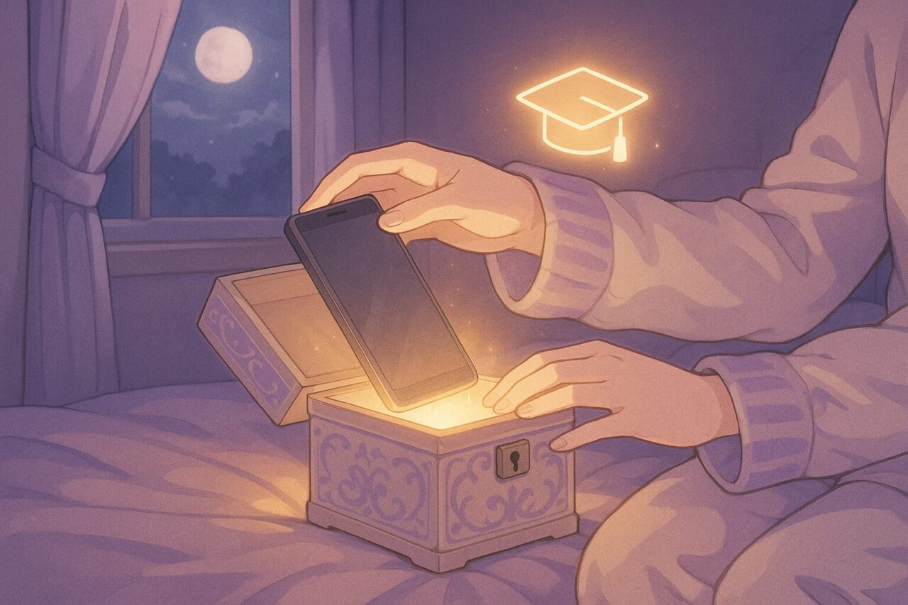 宝箱からスマホを取り出す画像