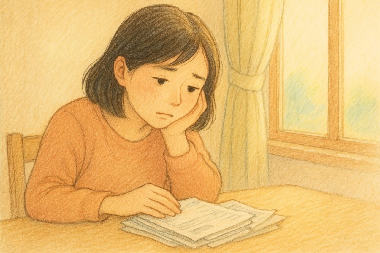 思い悩む女性の画像